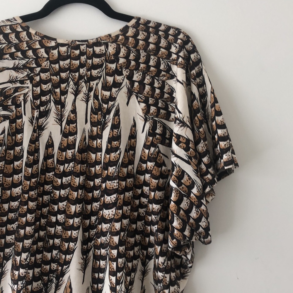 New Eley Kishimoto 100% cotton feather graphic dolman sleeve mini shirt dress - Picture 6 of 7
